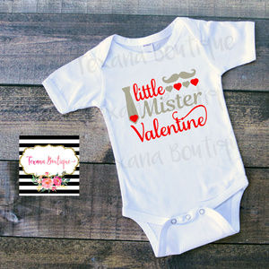 Little Mister Valentine Mustache and Tie Shirt